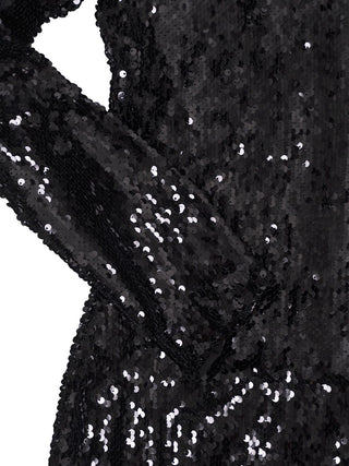 Bodenlanges Pailletten-Kleid in Schwarz