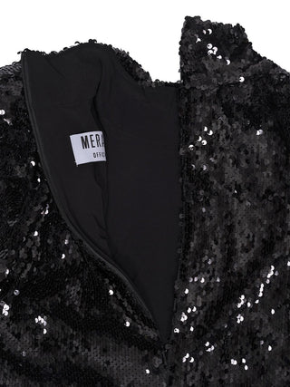 Bodenlanges Pailletten-Kleid in Schwarz