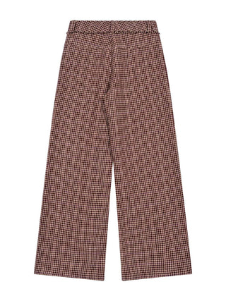 Hahnentritt-Hose aus Wolle - Beige