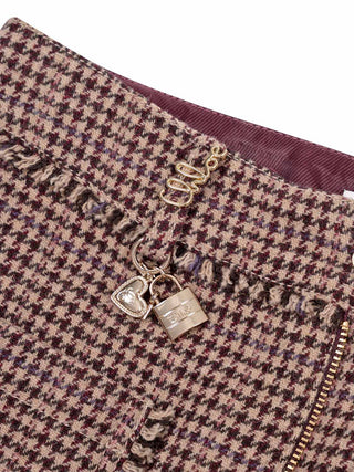 Hahnentritt-Hose aus Wolle - Beige