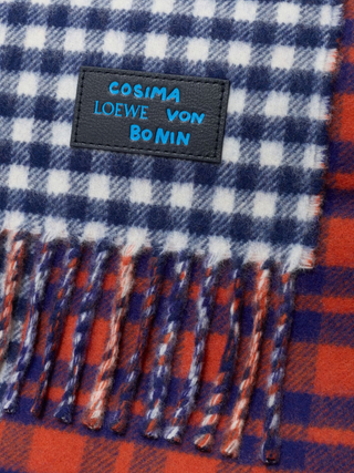 Schal aus einer Woll-Kaschmir-Mischung - Rot/Blau