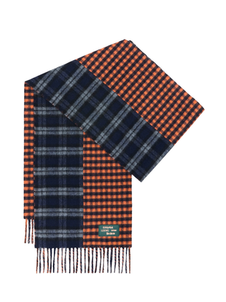Schal aus einer Woll-Kaschmir-Mischung - Navy Blue/Orange