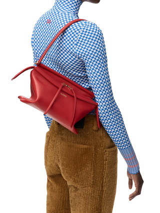 Whisker Small Bag aus glasiertem Kalbsleder - Karminrot