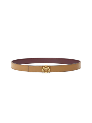 Wendbarer Anagram Gürtel aus glattem Kalbsleder, 2,8 cm - Burgunder/Gold