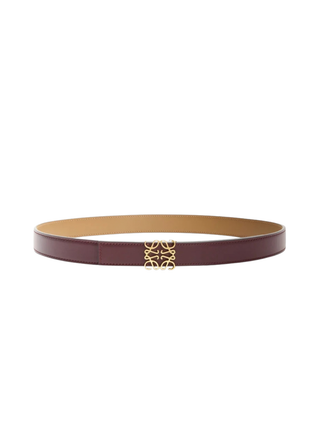 Wendbarer Anagram Gürtel aus glattem Kalbsleder, 2,8 cm - Burgunder/Gold