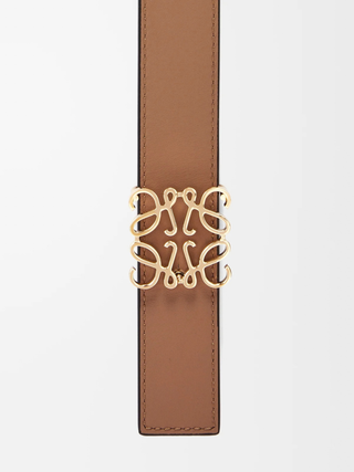 Wendbarer Anagram Gürtel aus glattem Kalbsleder, 2,8 cm - Burgunder/Gold