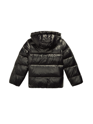 Glänzende Daunenjacke mit Kapuze