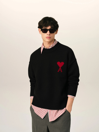 ADC Pullover aus gestrickter, gefilzter Merinowolle - Schwarz/Rot