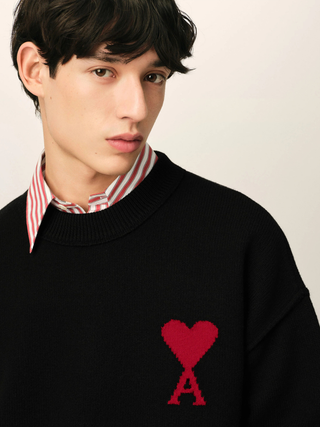 ADC Pullover aus gestrickter, gefilzter Merinowolle - Schwarz/Rot