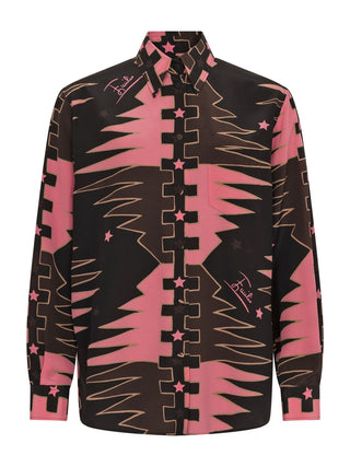 Valdimontone Print Oversized Seiden-Shirt