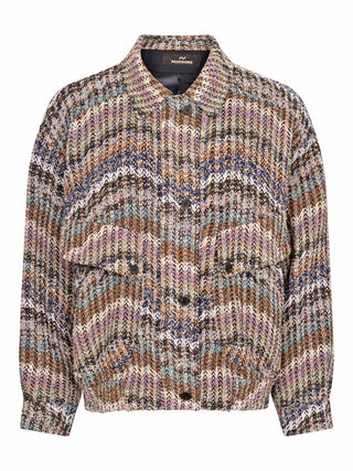 Oversize-Bomber aus Chevron-Strick mit Pailletten