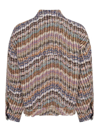 Oversize-Bomber aus Chevron-Strick mit Pailletten