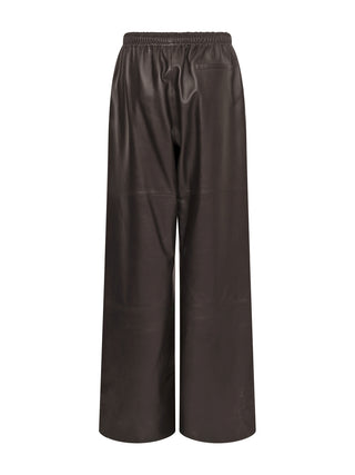 Lederhose mit Gummizug in Braun