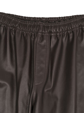 Lederhose mit Gummizug in Braun
