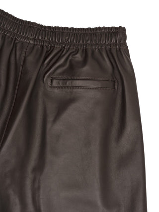 Lederhose mit Gummizug in Braun