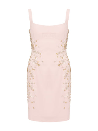 Kurzes Kleid mit Verzierungen in Rosa