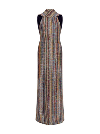 Langes Kleid aus Streifenstrick