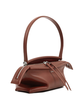 Kleine Whisker Tasche aus glasiertem Kalbsleder in Cognac