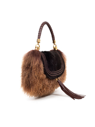 Kleine Marcie Foulard Tasche aus Ponyleder und Shearling