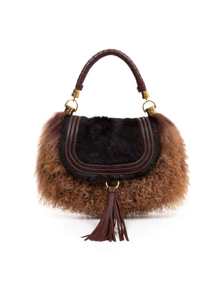 Kleine Marcie Foulard Tasche aus Ponyleder und Shearling
