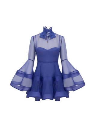 Clash Lantern Mini Dress Electric Blue