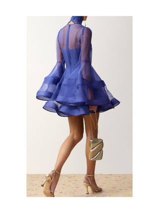 Clash Lantern Mini Dress Electric Blue