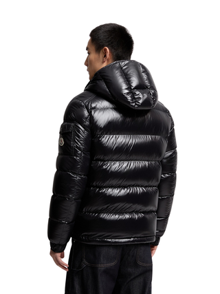 Maya kurze Daunenjacke mit Kapuze - Schwarz