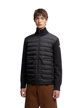 Gepolsterte Strickjacke mit Reißverschluss - Schwarz