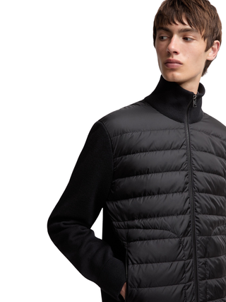 Gepolsterte Strickjacke mit Reißverschluss - Schwarz