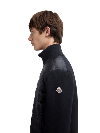 Gepolsterte Strickjacke mit Reißverschluss - Navy