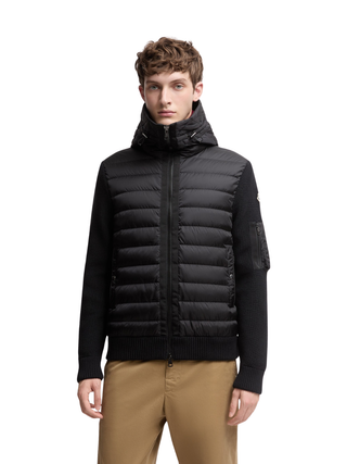 Gepolsterte Strickjacke mit Reißverschluss - Schwarz