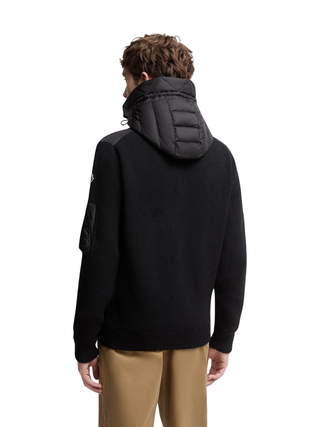 Gepolsterte Strickjacke mit Reißverschluss - Schwarz