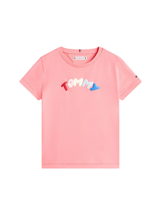 Jersey-T-Shirt mit strukturiertem Logo - Tropical Blush