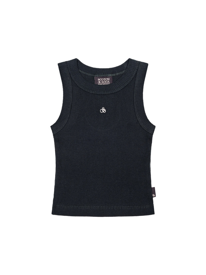 Geripptes Slim-Fit-Tanktop - Dunkelgrün