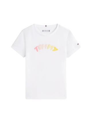 Jersey-T-Shirt mit strukturiertem Logo - White