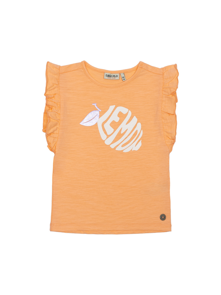 T-Shirt mit Rüschen-Ärmeln - Soft Peach