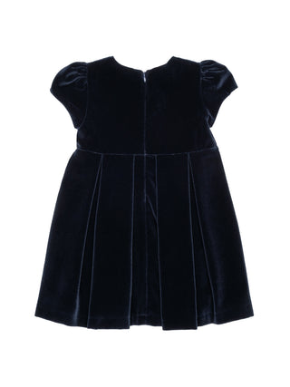 Samtkleid mit Zierschleife - Navy