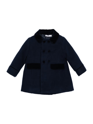 Traditioneller Mantel mit Samtknöpfen - Marine