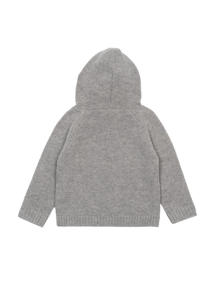 Gestrickter Intarsien-Hoodie - Grau