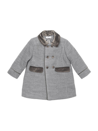 Mantel mit Samt-Details - Grau