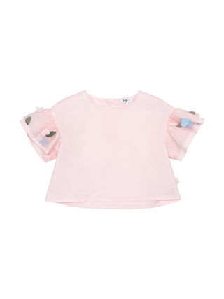 Top mit kurzen Tüll-Ärmeln - Pearl Pink