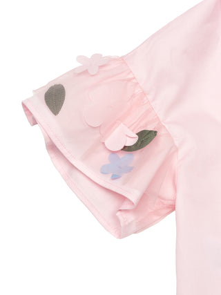 Top mit kurzen Tüll-Ärmeln - Pearl Pink