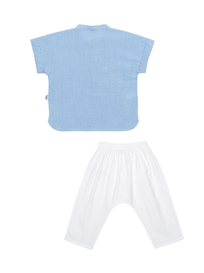 Set aus Hemd und Hose - Blau/Weiß