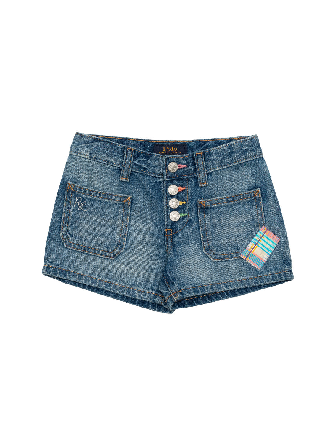 Jeans-Shorts mit Patches - Denim Blau