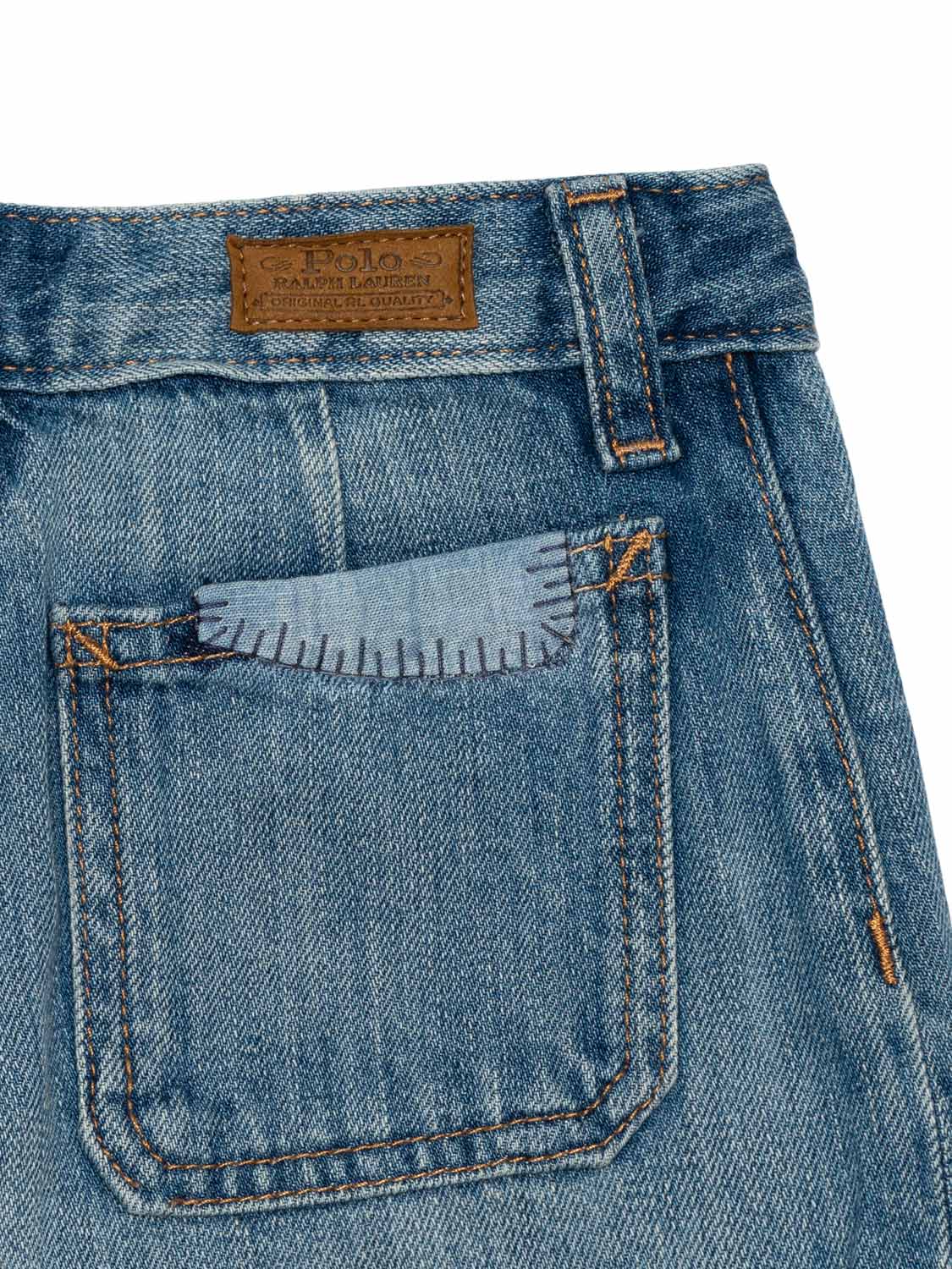 Jeans-Shorts mit Patches - Denim Blau