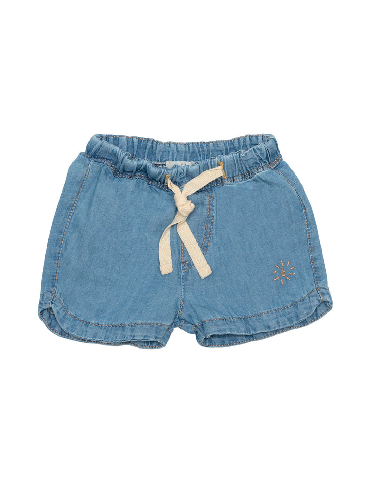 Denim Leinen-Shorts - Hellblau