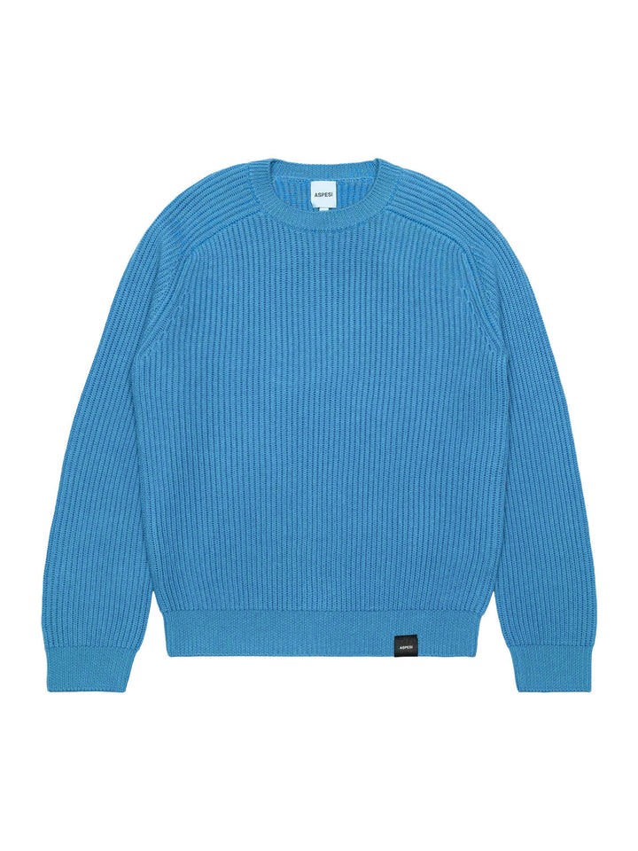 Rippstrick-Pullover - Blau