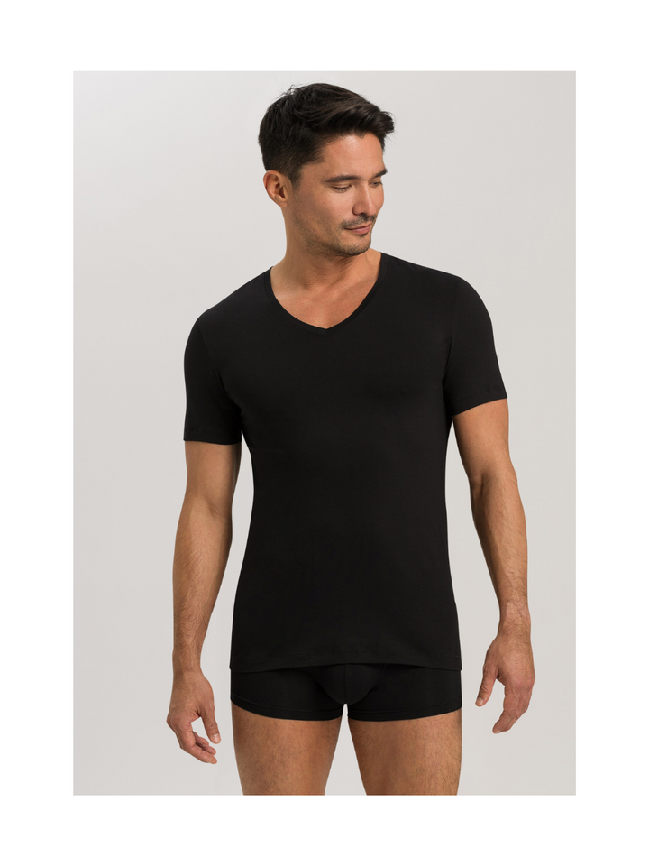 V-Shirt Cotton Superior Kurzarm- Schwarz