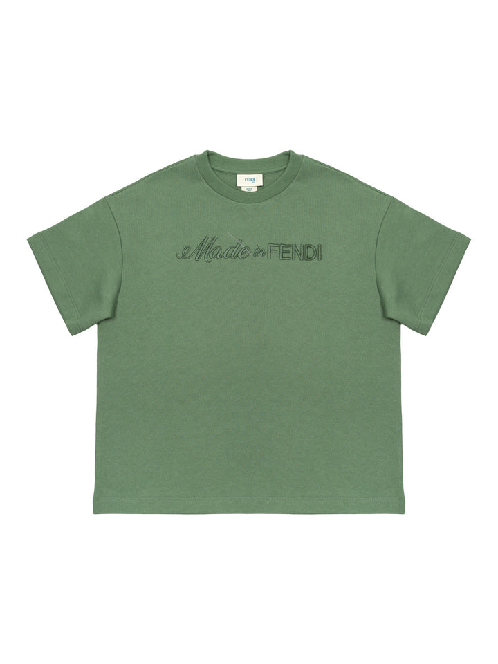 T-Shirt mit Stickerei - Olivegrün