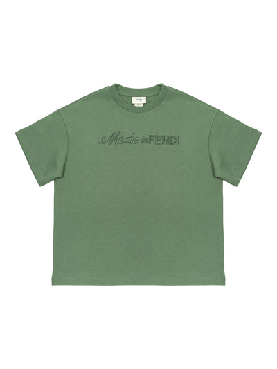 T-Shirt mit Stickerei - Olivegrün